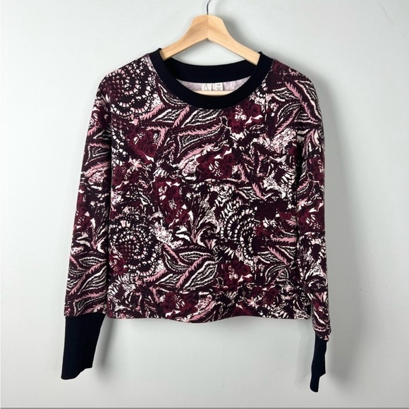 Joie Abstract Floral Crewneck Cropped Sweatshirt Sz S - Picture 1 of 8